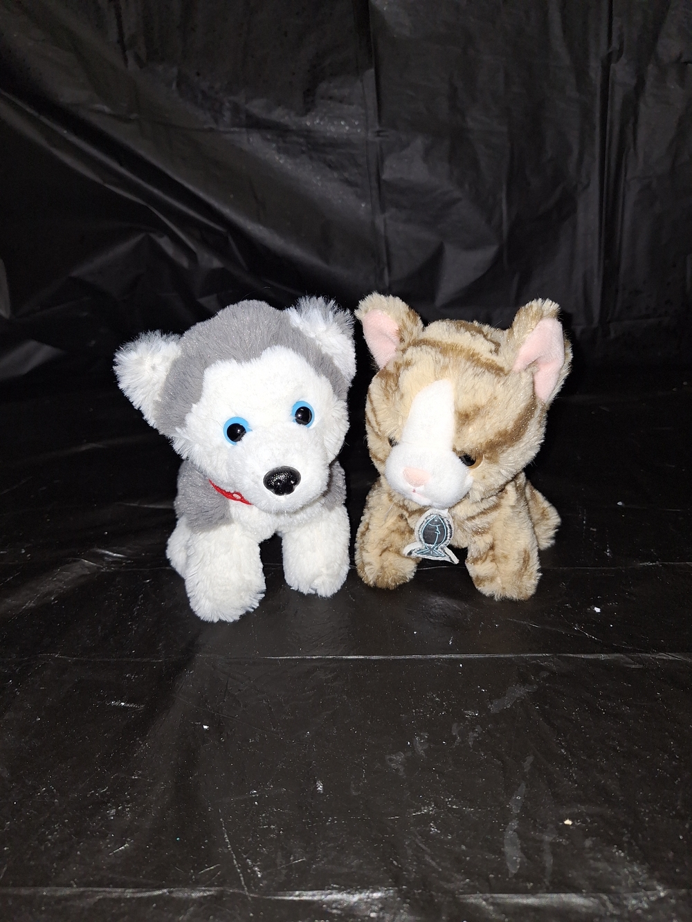 Gund Grey & White Husky and Tan Tabby Cat Plush Toys